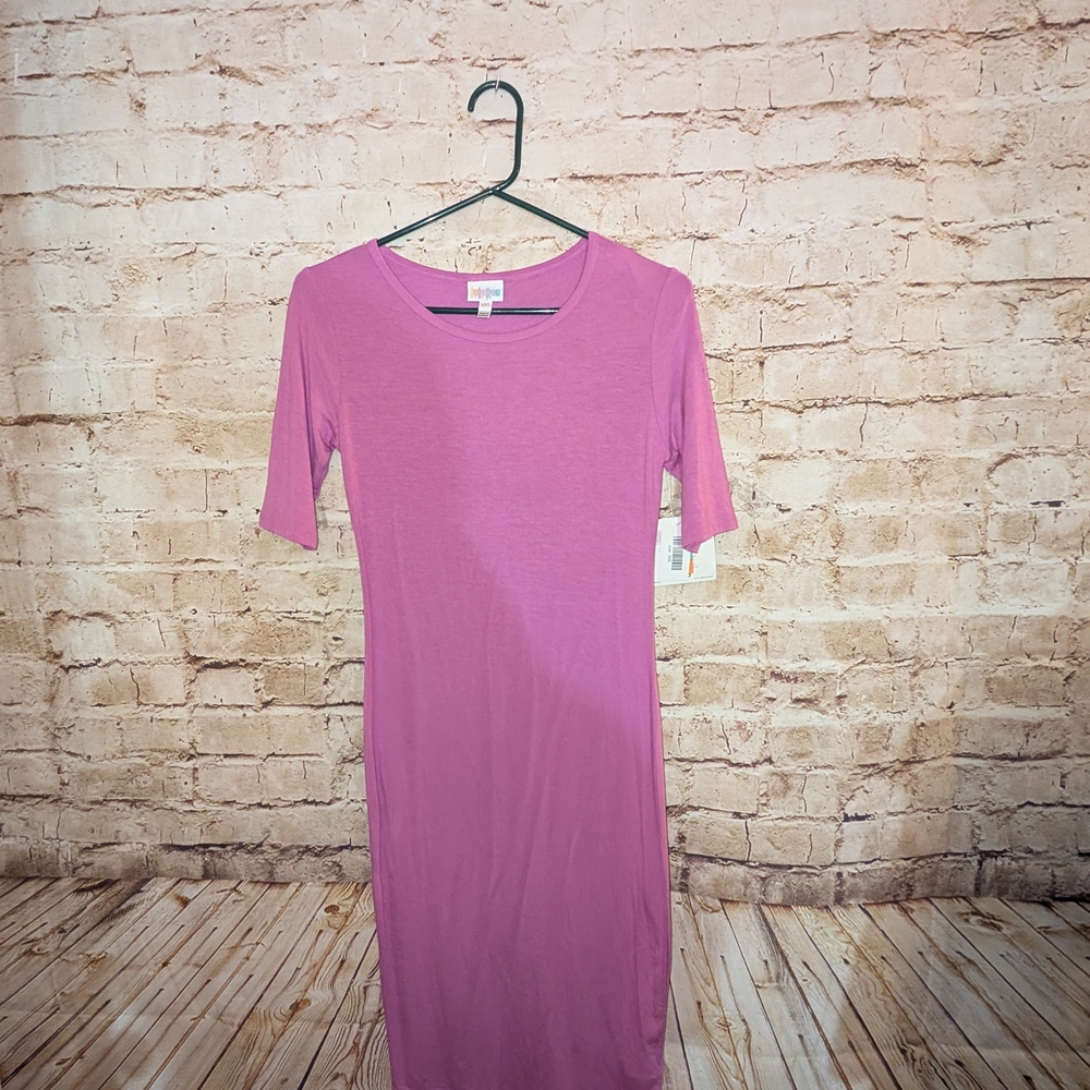 ♥️LuLaRoe Julia Dress XXS Solid Purple Color NWT